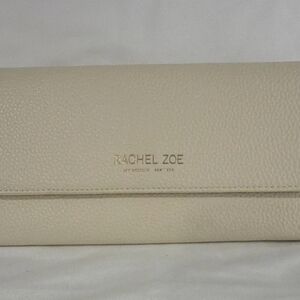 Rachel Zoe Ivory Pebbled Leather Fold-Over Clutch